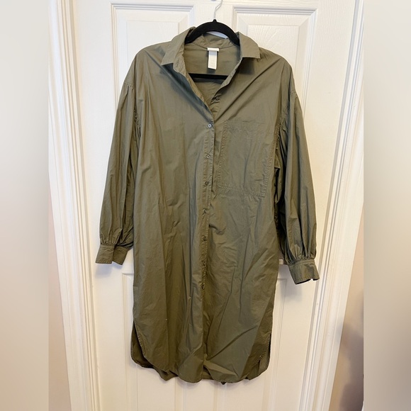 H&M Olive Green Shirt Dress Size XS - Picture 1 of 5